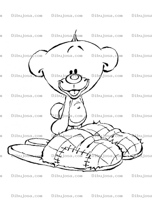 Dibujo para colorear Dibujo De Osito Con Pantuflas Para Pintar Y Colorear