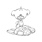 Dibujo para colorear Dibujo De Osito Con Pantuflas Para Pintar Y Colorear