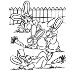 Dibujo para colorear Dibujo De 4 Conejitos En El Jardin Para Pintar Y Colorear