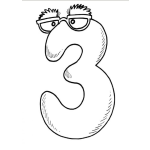 Dibujo para colorear Dibujo Del Numero Tres Con Lentes Bifocales Para Pintar Y Colorear