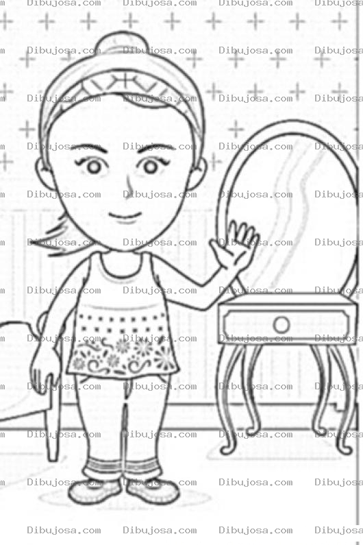Dibujo para colorear Colorear A Una Chica En Su Habitacion