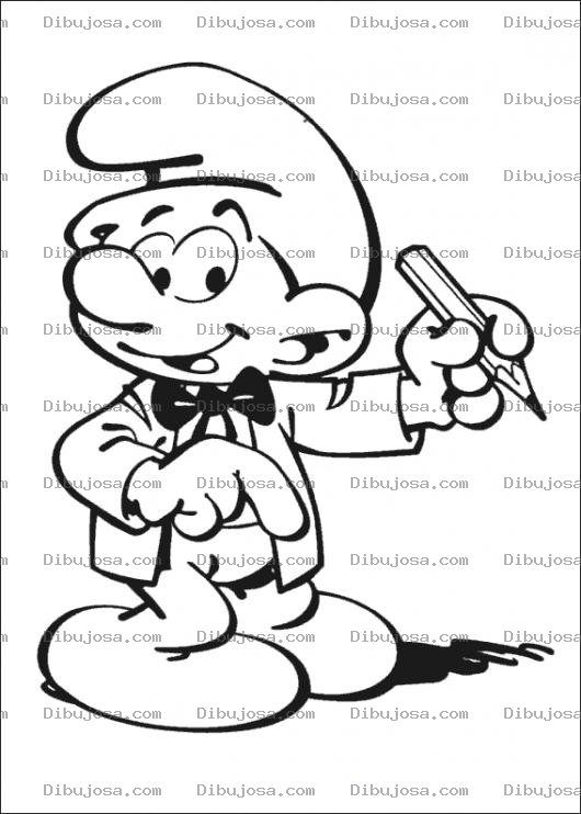 Dibujo para colorear Dibujo De Pitufo Pintor Con Un Lapiz Para Pintar Y Colorear