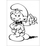 Dibujo para colorear Dibujo De Pitufo Pintor Con Un Lapiz Para Pintar Y Colorear