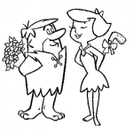 Dibujo para colorear Dibujo De Pablo Y Betty Marmol Enamorados Dandose Regalos Para Pintar Y Colorear