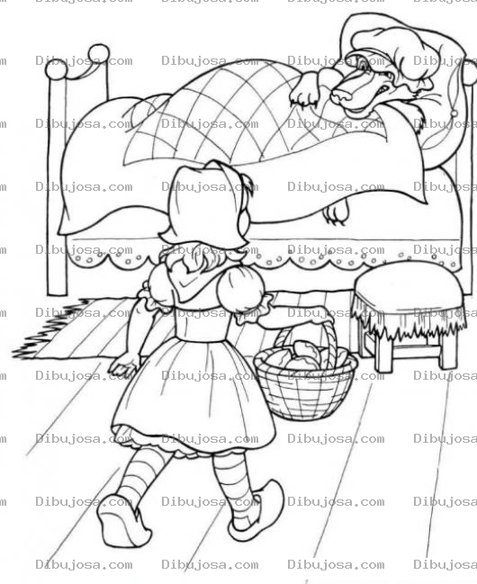Dibujo para colorear Dibujo De Caperucita Y El Lobo Para Pintar Y Colorear