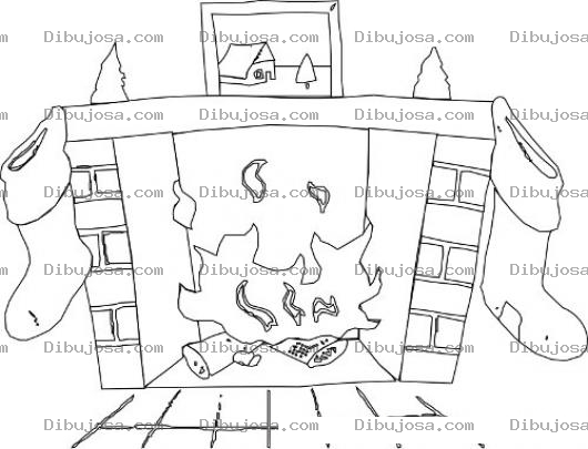 Dibujo para colorear Dibujo De Chimenea Con Fuego En Navidad Para Pintar Y Colorear