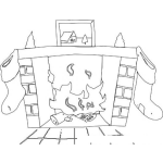Dibujo para colorear Dibujo De Chimenea Con Fuego En Navidad Para Pintar Y Colorear