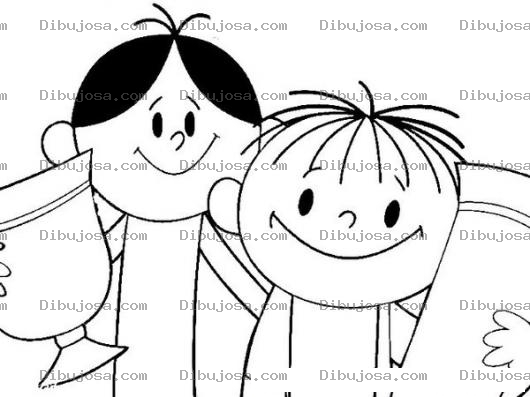 Dibujo para colorear Dibujo De Dos Ninos Amigos Para Pintar Y Colorear