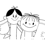Dibujo para colorear Dibujo De Dos Ninos Amigos Para Pintar Y Colorear
