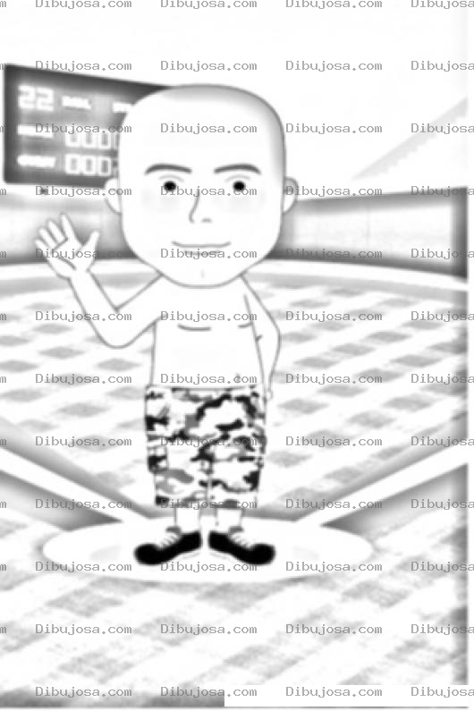 Dibujo para colorear Colorear A Un Pelotero Negrito Sin Camisa En Un Campo De Baseball
