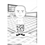 Dibujo para colorear Colorear A Un Pelotero Negrito Sin Camisa En Un Campo De Baseball