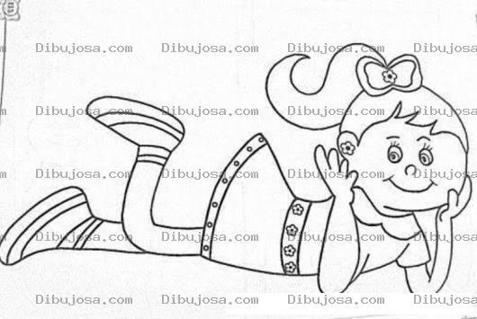 Dibujo para colorear Dibujo De Nina Recostada En El Piso Para Pintar Y Colorear