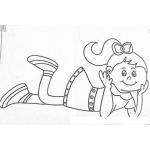 Dibujo para colorear Dibujo De Nina Recostada En El Piso Para Pintar Y Colorear