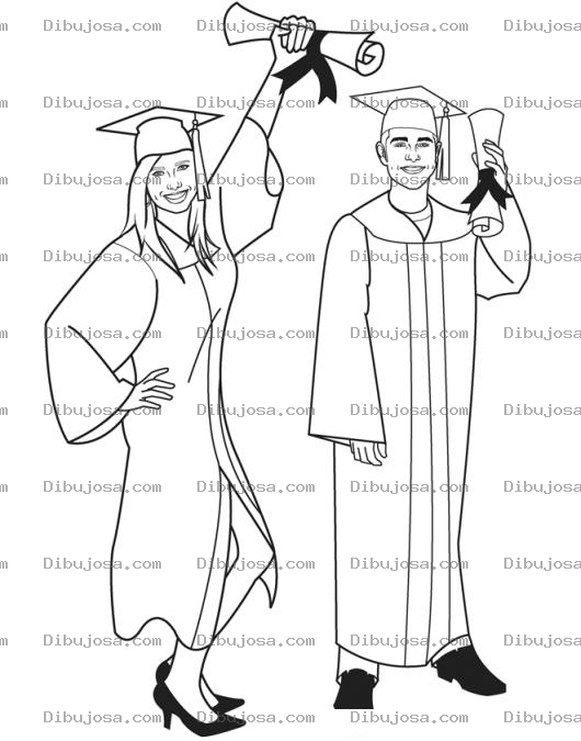 Dibujo para colorear Pareja De Graduandos Para Pintar Y Colorear