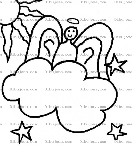 Dibujo para colorear Dibujo De Angel En Nube Para Pintar Y Colorear