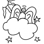 Dibujo para colorear Dibujo De Angel En Nube Para Pintar Y Colorear