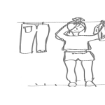 Dibujo para colorear Dibujo De Mujer Tendiendo Ropa En El Tendedero Para Pintar Y Colorear
