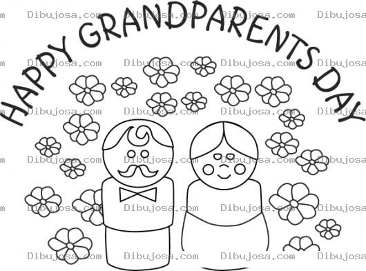 Dibujo para colorear Feliz Dia De Los Abuelitos Para Pintar Y Colorear