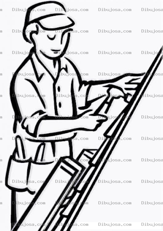 Dibujo para colorear Dibujo De Carpintero Con Martillo Para Pintar Y Colorear