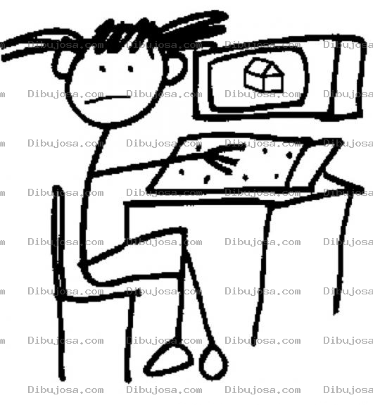Dibujo para colorear Dibujo De Nina En Computadora Para Pintar Y Colorear