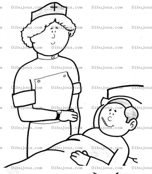 Dibujo para colorear Dibujo De Enfermera Cuidando A Un Paciendte Para Pintar Y Colorear Enfermerita Tomando La Temperatura A Un Enfermito