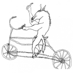 Dibujo para colorear Dibujo De Caballo En Bicicleta Para Pintar Y Colorear