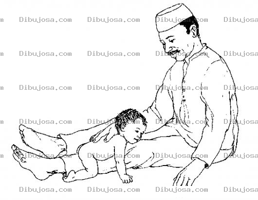 Dibujo para colorear Dibujo De Un Papa Con Su Bebe Para Pintar Y Colorear Papa Con Hijo Chiquito