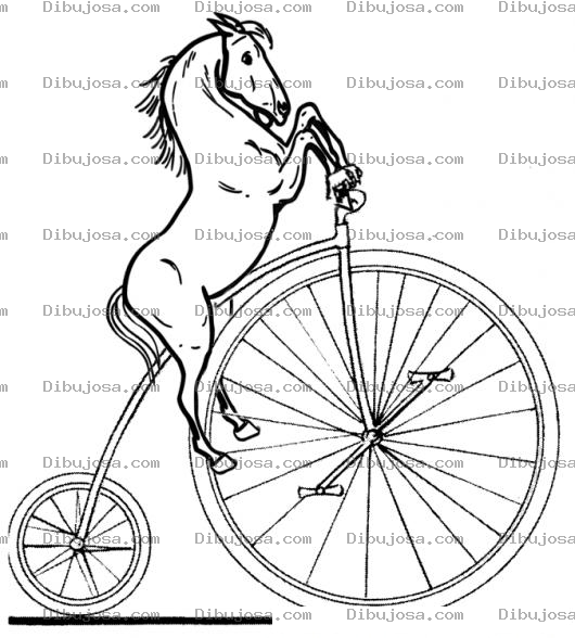 Dibujo para colorear Dibujo De Un Caballo Montando Bicicleta Para Pintar Y Colorear