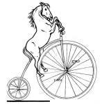Dibujo para colorear Dibujo De Un Caballo Montando Bicicleta Para Pintar Y Colorear