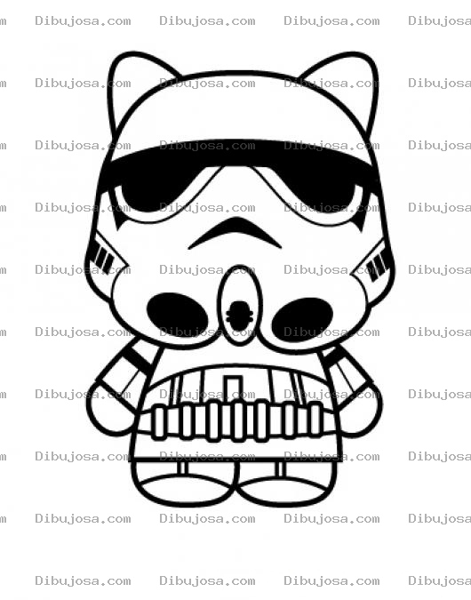 Dibujo para colorear Hello Kitty Con Mascara De La Guerra De Las Galaxias Para Pintar Y Colorear