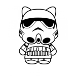 Dibujo para colorear Hello Kitty Con Mascara De La Guerra De Las Galaxias Para Pintar Y Colorear