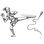 Dibujo para colorear Dibujo De Ninja Pateando Un Microfono Para Pintar Y Colorear
