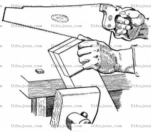 Dibujo para colorear Dibujo De Serrucho En Manos De Un Carpintero Para Pintar Y Colorear