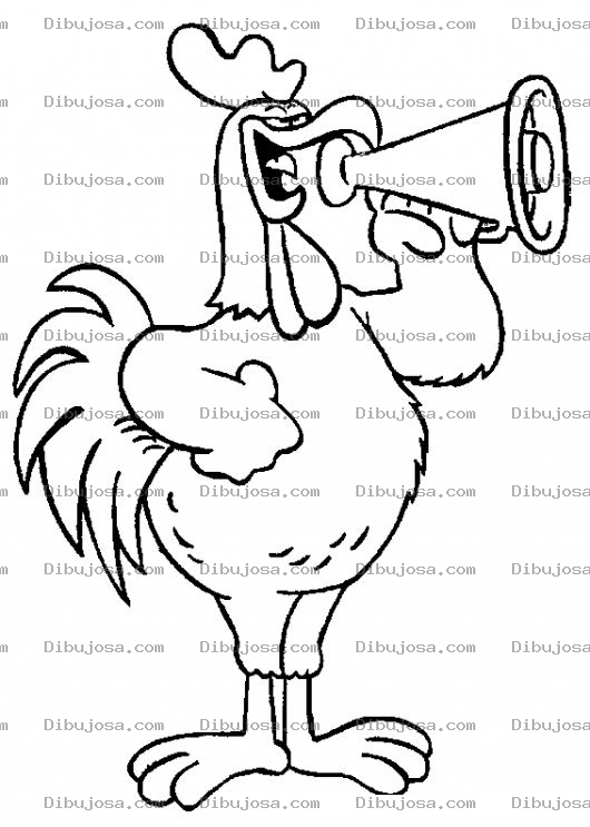 Dibujo para colorear Dibujo De Megafono Para Pintar Y Colorear Gallo Cantando Con Megafono