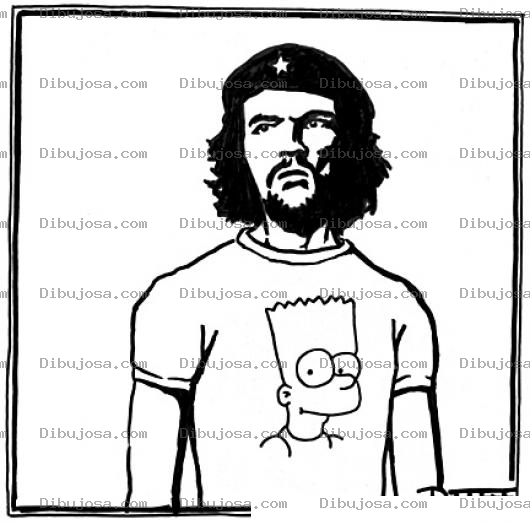 Dibujo para colorear Dibujo Del Che Guevara Con Player De Bart Simpson Para Pintar Y Colorear