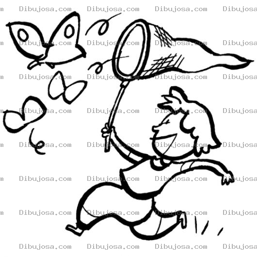Dibujo para colorear Persiguiendo Mariposas Para Pintar Y Colorear