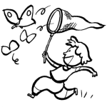 Dibujo para colorear Persiguiendo Mariposas Para Pintar Y Colorear