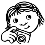 Dibujo para colorear Nina Con Camara De Fotos Para Pintar Y Colorear