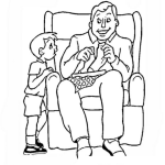 Dibujo para colorear Papa Doblando Calcetines Dibujo De Un Papa Ensenando A Su Hijo A Doblar Sus Calcetines