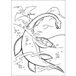Dibujo para colorear Dinosaurio Nadando