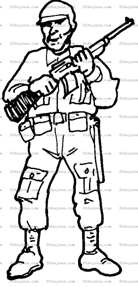 Dibujo para colorear Dibujo De Soldado Con Fusil Para Pintar Y Colorear
