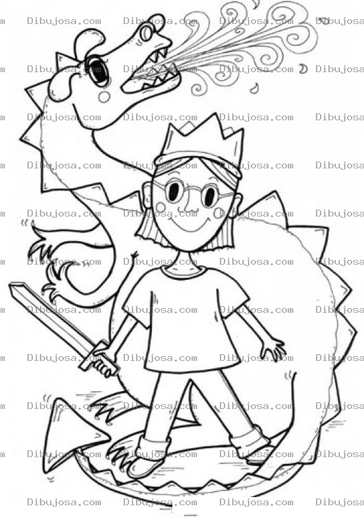 Dibujo para colorear Dibujo De Un Nino Con Su Dragon Para Pintar Y Colorear