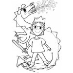 Dibujo para colorear Dibujo De Un Nino Con Su Dragon Para Pintar Y Colorear