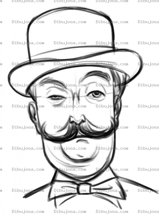 Dibujo para colorear Dibujo De Bigotudo Con Sombrero Para Pintar Y Colorear