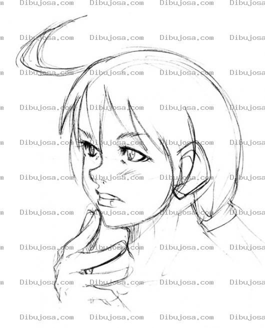 Dibujo para colorear Dibujo De Chica Pensativa Para Pintar Y Colorear Chica Manga Meditando