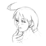 Dibujo para colorear Dibujo De Chica Pensativa Para Pintar Y Colorear Chica Manga Meditando