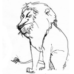 Dibujo para colorear Leon Empurrado Para Pintar Y Colorear