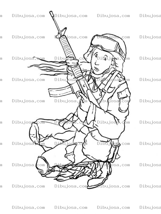 Dibujo para colorear Dibujo De Soldado Ahuevado Para Pintar Y Colorear Soldado Miedoso Y Asustado