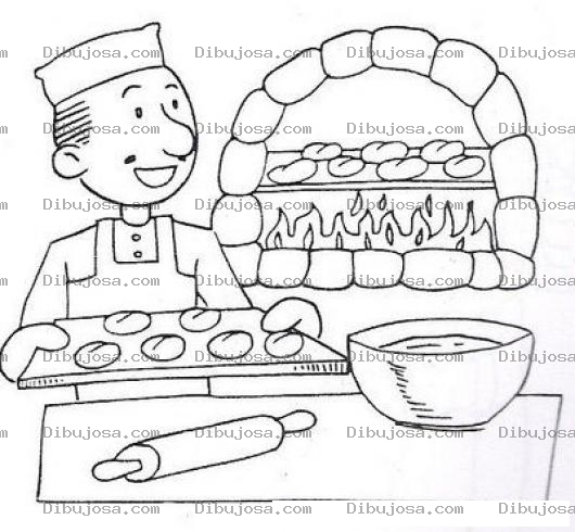 Dibujo para colorear Dibujo De Panadero Horneando Pan Para Pintar Y Colorear