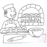 Dibujo para colorear Dibujo De Panadero Horneando Pan Para Pintar Y Colorear